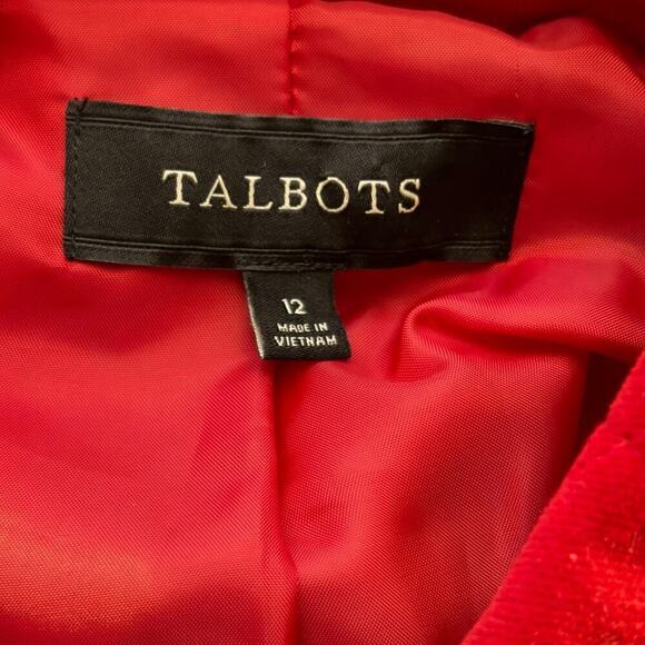 Talbots Blazer Woman's 12 Red Quilted Button Up Lined Cozy Holiday Retro - Picture 9 of 12